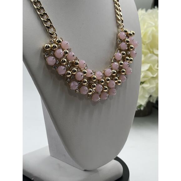 Lilly Pulitzer Pink "Pop The Bubbly" Beaded Rhinestone Gold Tone Necklace New - Picture 5 of 8